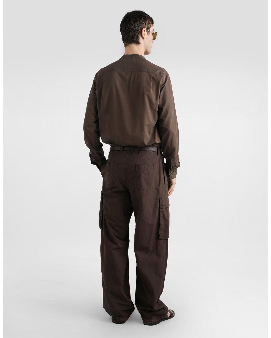 Dolce & Gabbana Brown Mandarin Shirt for men