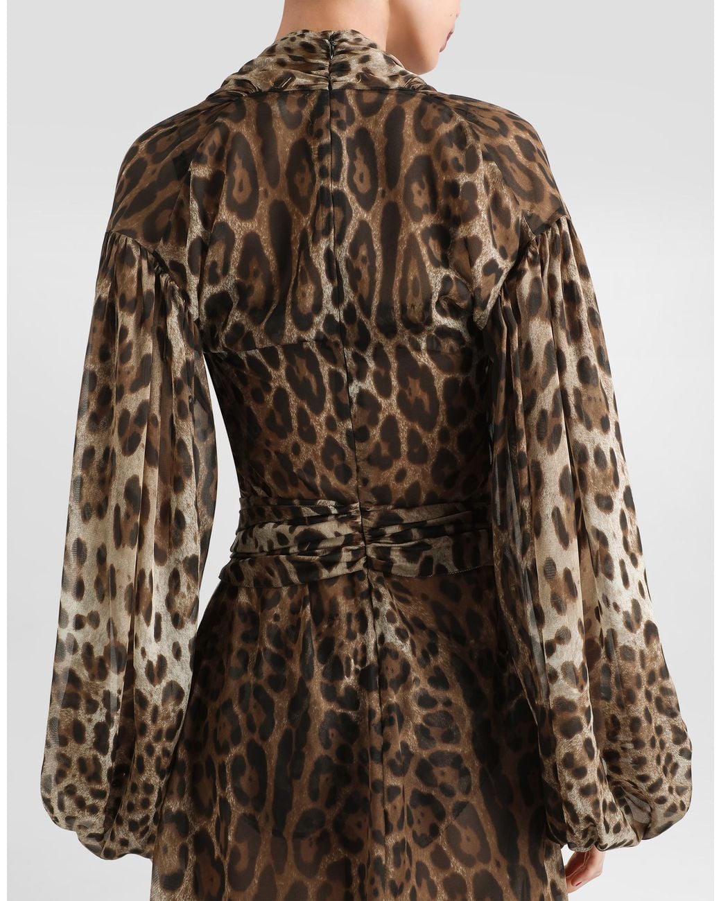 Dolce & Gabbana Brown Leo- Chiffon Dress