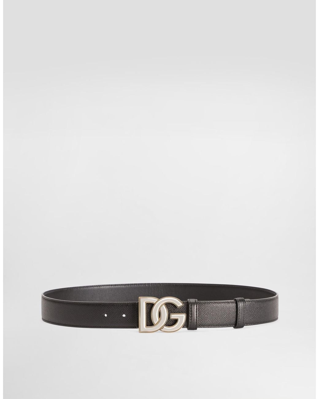 Dolce & Gabbana White Alpine Calfskin Belt for men