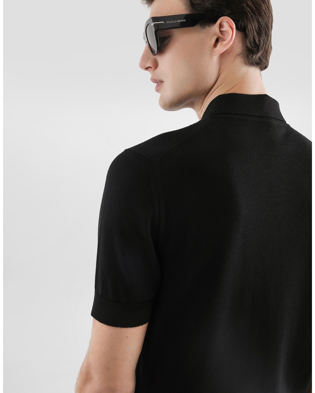 Dolce & Gabbana Black Virgin Wool Polo Shirt for men