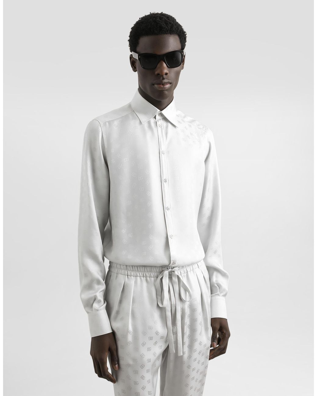 Dolce & Gabbana White Dg Logo Martini Shirt for men