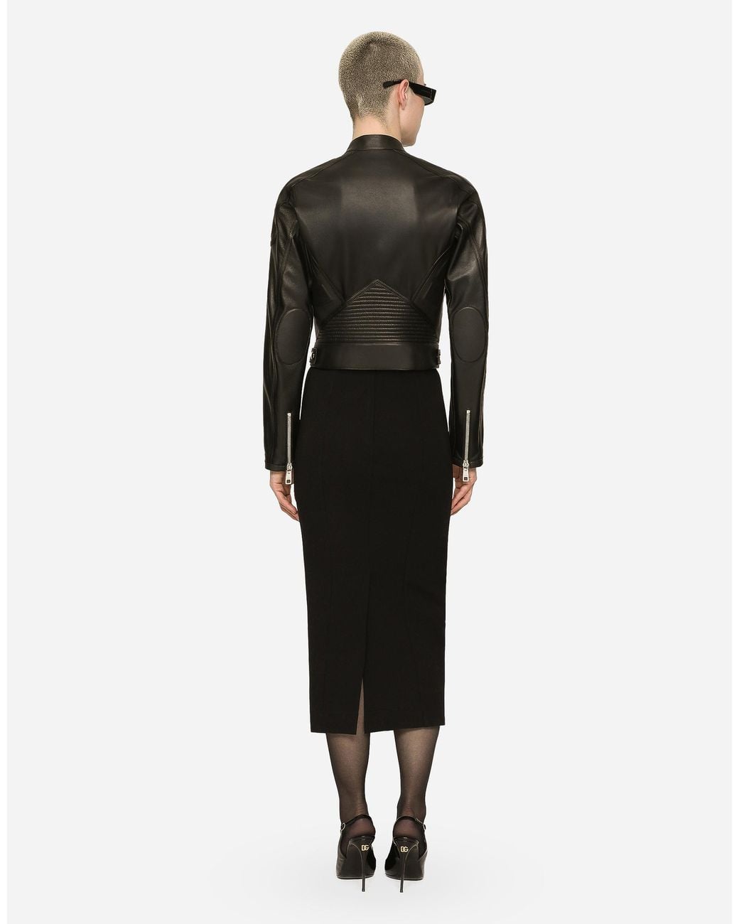 Dolce & Gabbana Black Leather Biker Jacket