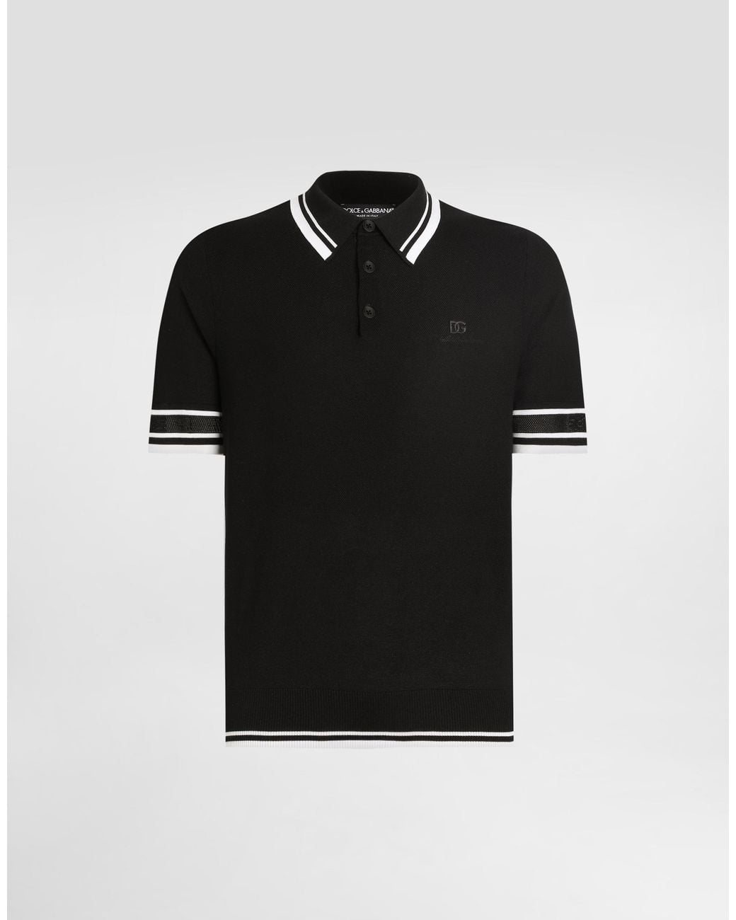 Dolce & Gabbana Black Silk-Blend Polo Shirt for men