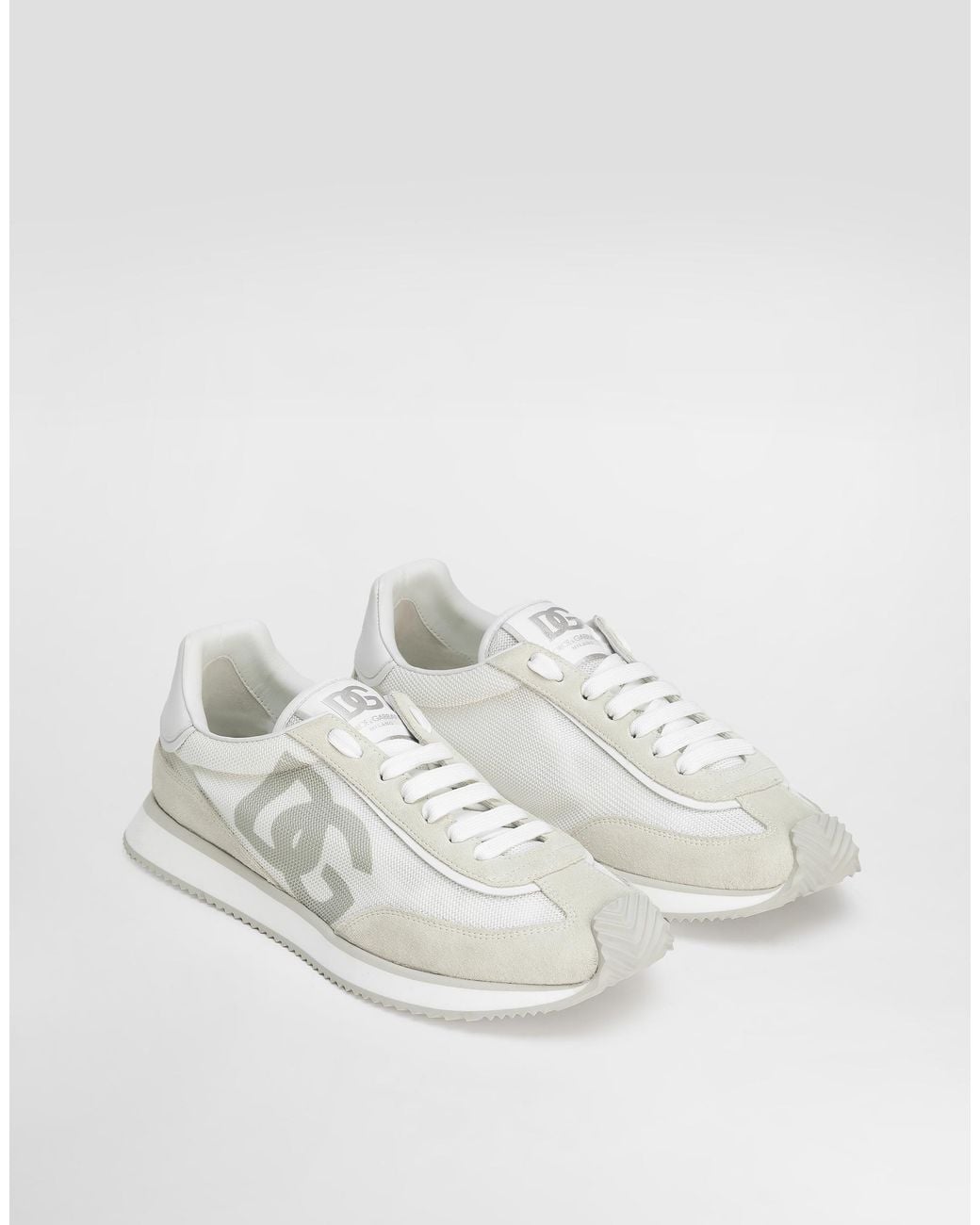 Dolce & Gabbana Natural Mixed-Material Dg Cushion Sneakers for men