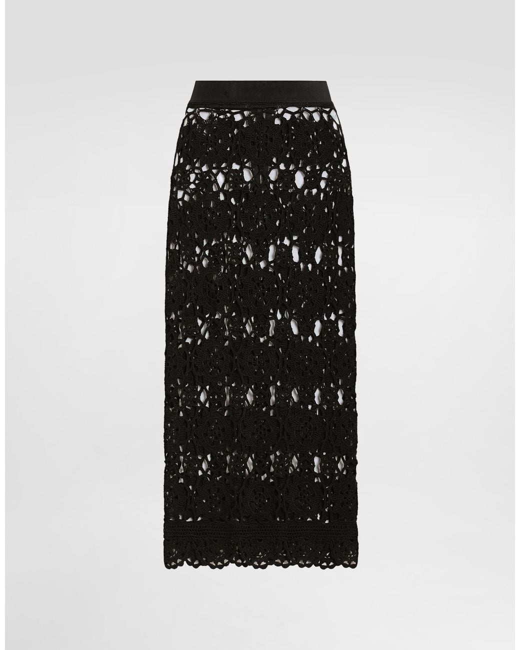 Dolce & Gabbana Black Crochet-Knit Skirt