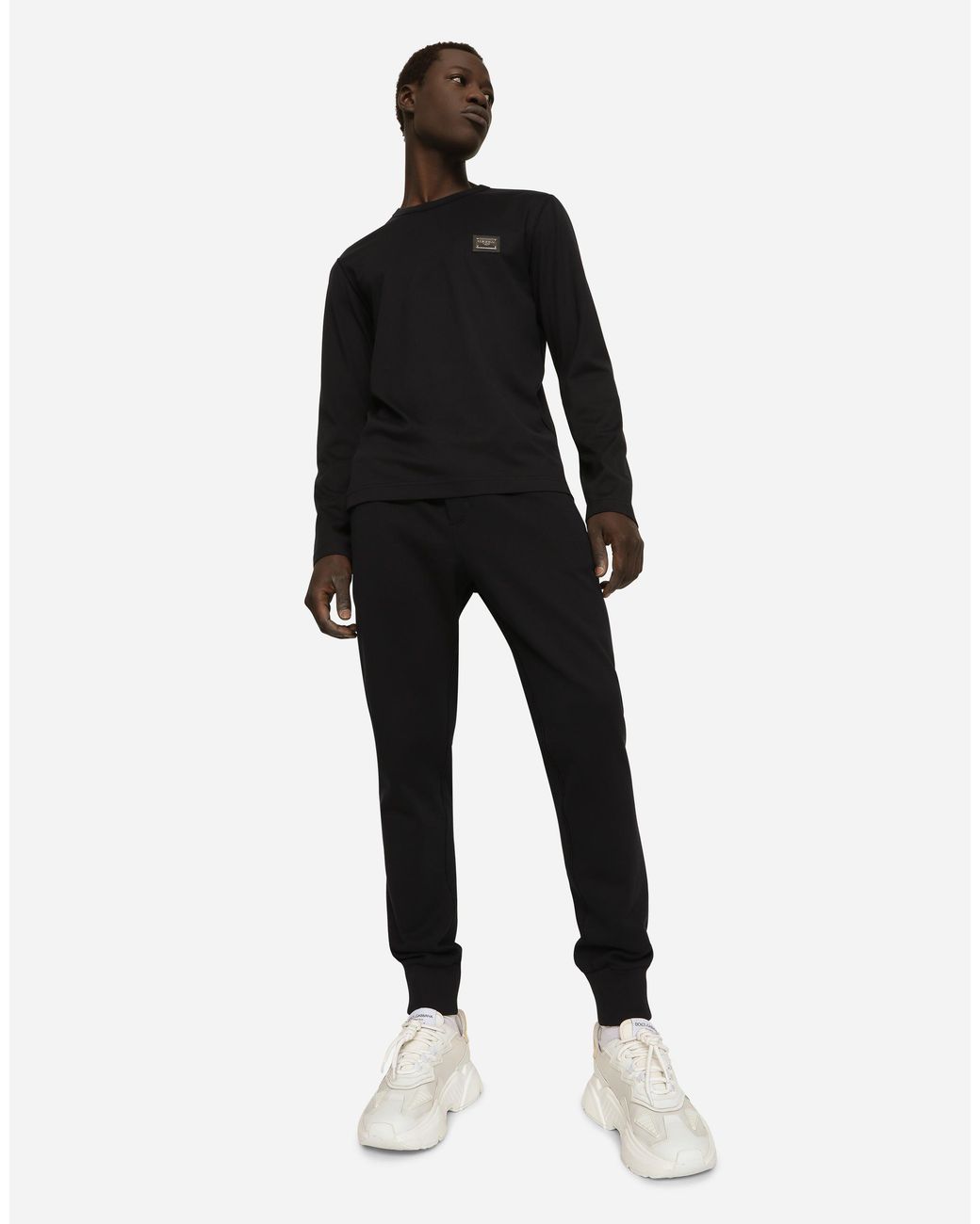 Dolce & Gabbana Jogginghose Aus Jersey Mit Logoplakette in Black für Herren