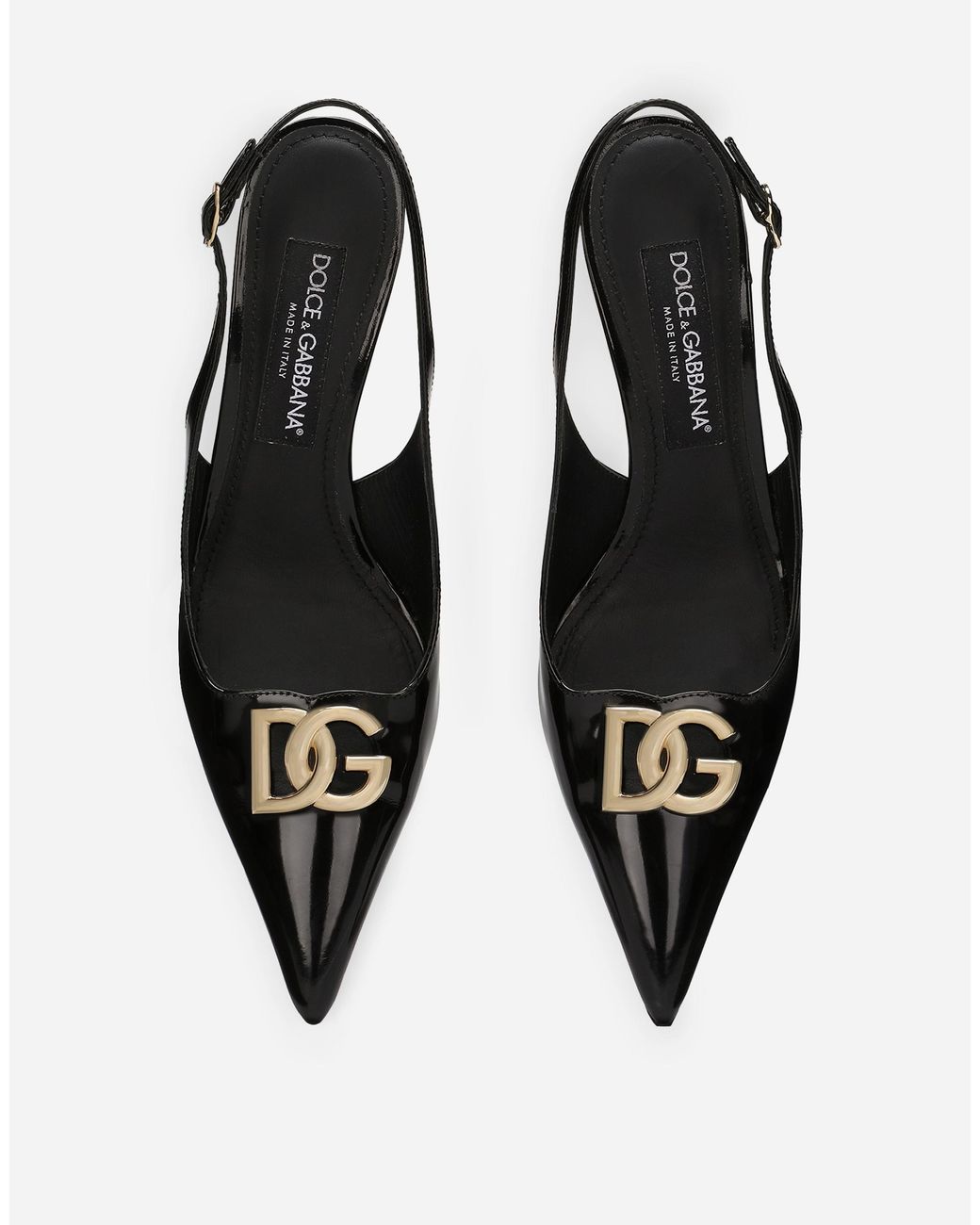 Dolce & Gabbana White Polished Calfskin Slingbacks