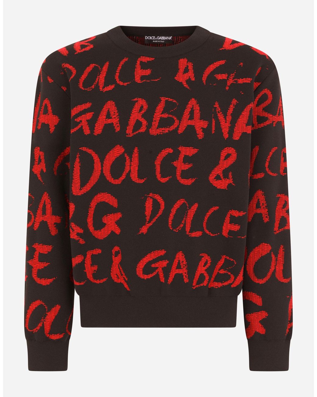 Logo Jacquard Velvet Sweater in Black - Dolce Gabbana