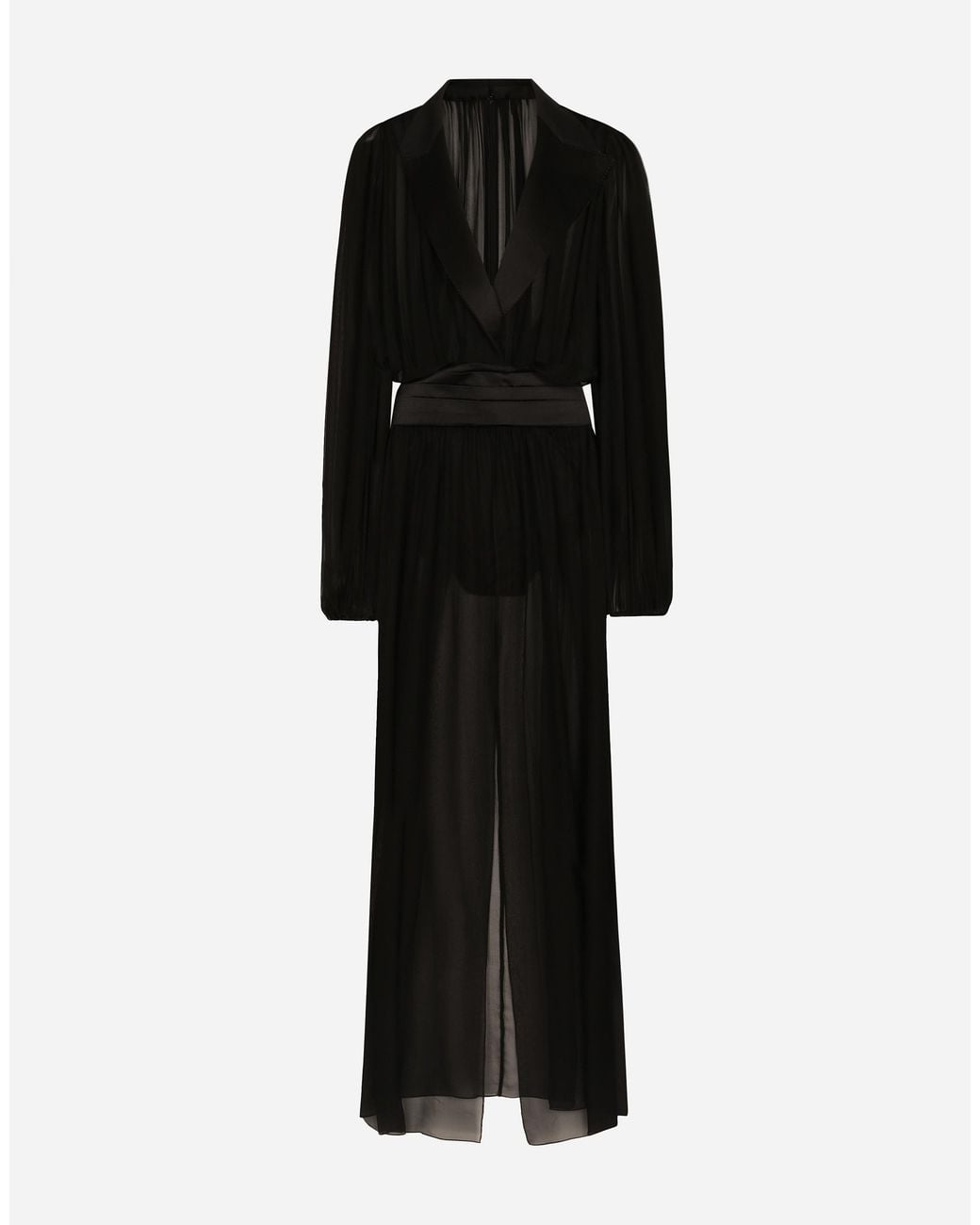 Dolce & Gabbana Black Silk Chiffon Tuxedo Evening Gown