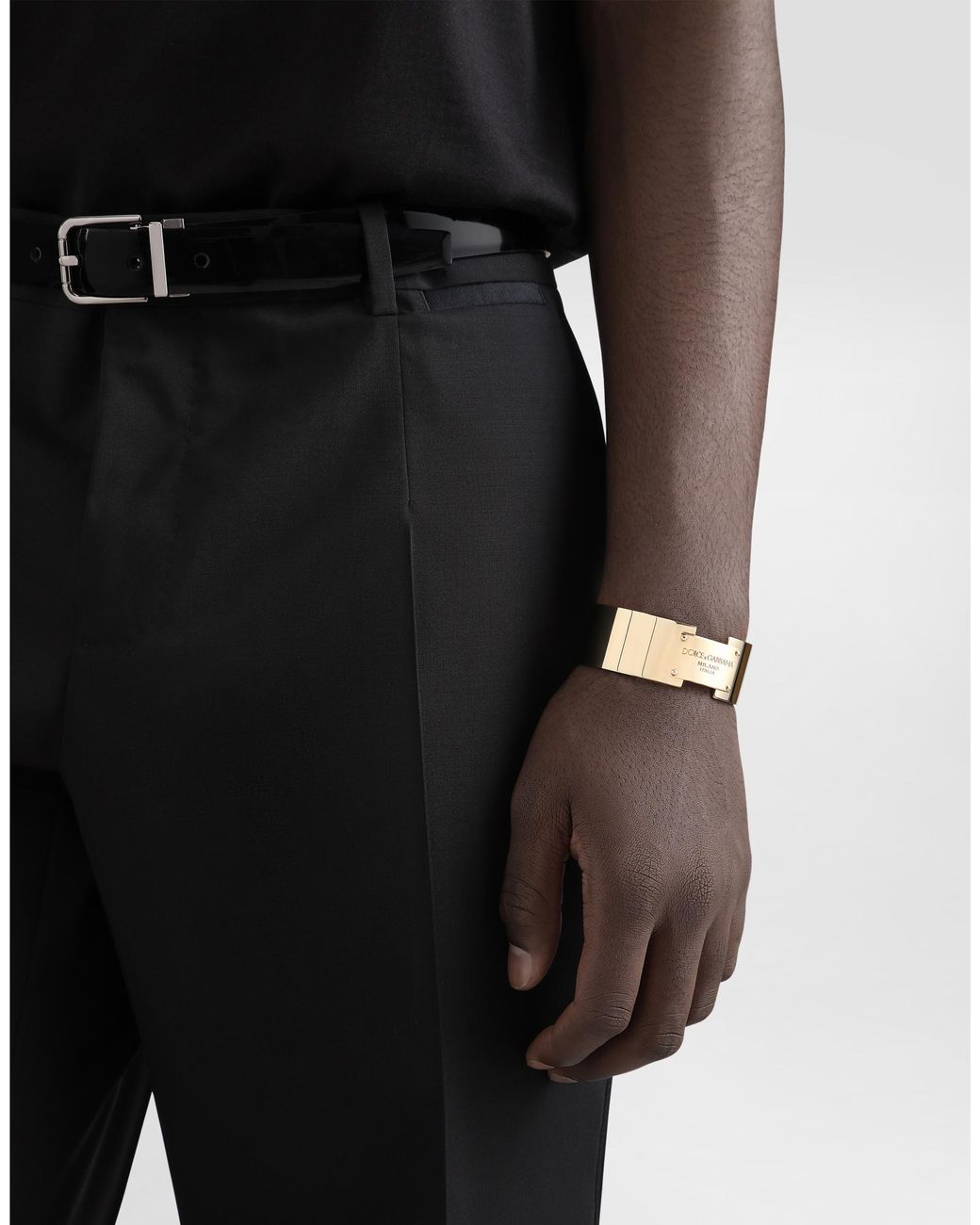 Dolce & Gabbana Metallic Bracelet With Logo Tag for men
