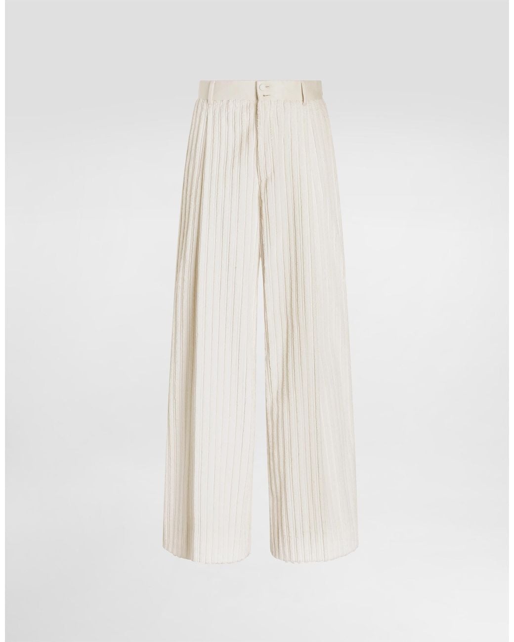Dolce & Gabbana White Corduroy Trousers for men