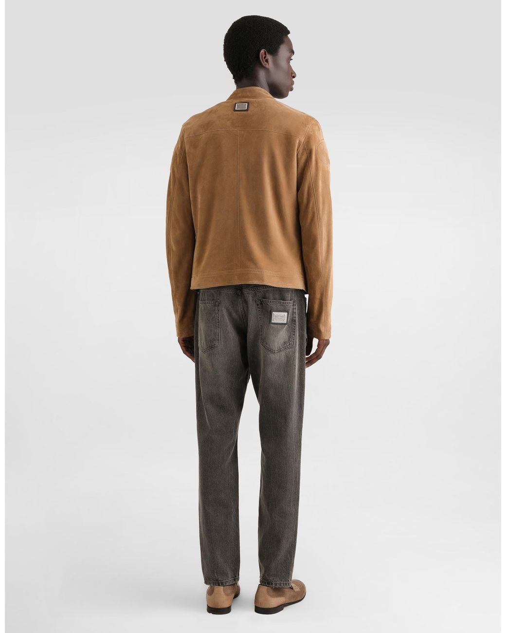 Dolce & Gabbana Natural Camel Suede Jacket for men