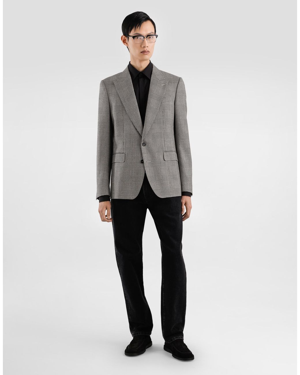 Dolce & Gabbana Gray Glen Plaid Single-Breasted Sicilia Light Jacket for men