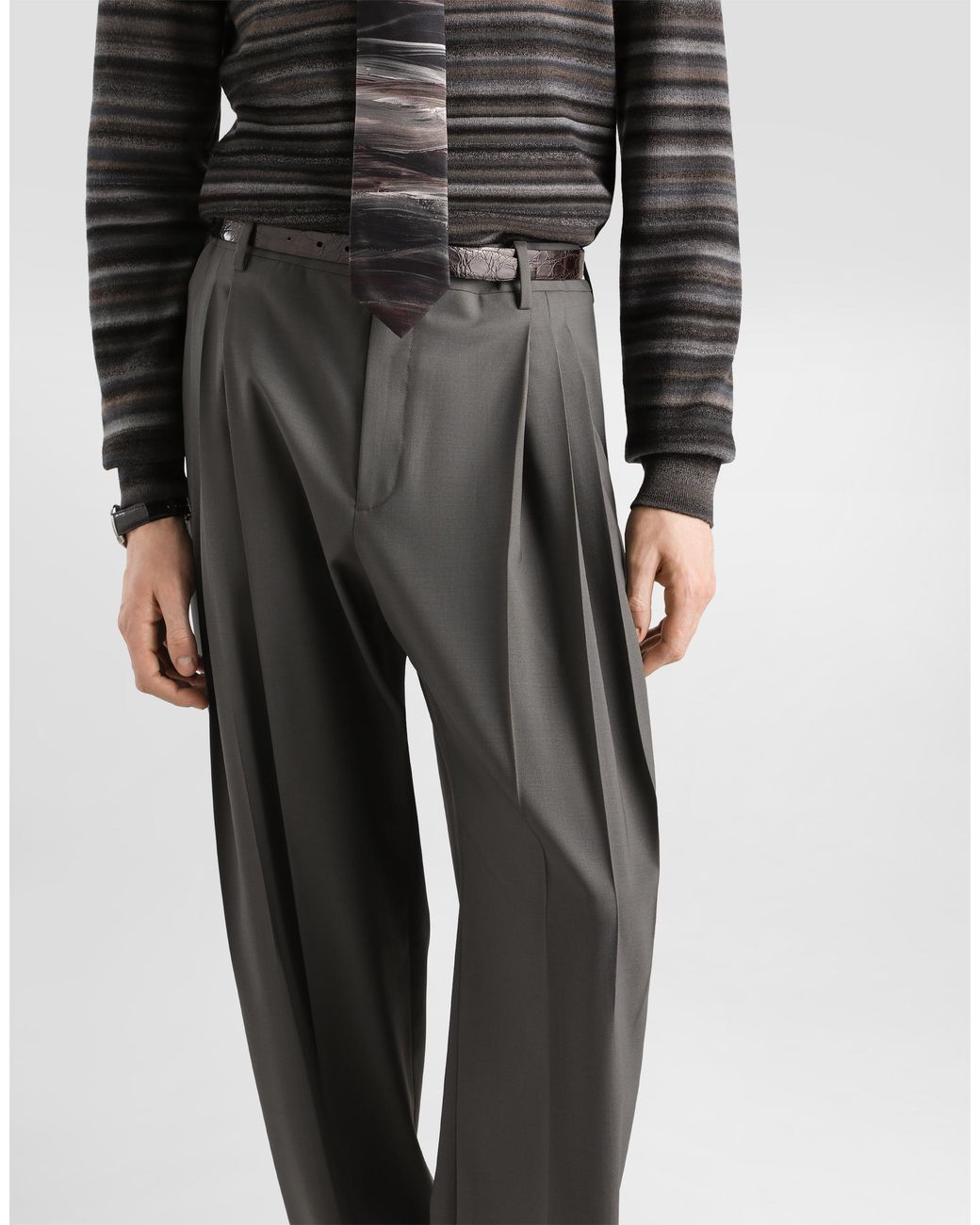 Dolce & Gabbana Gray Wool Trousers for men