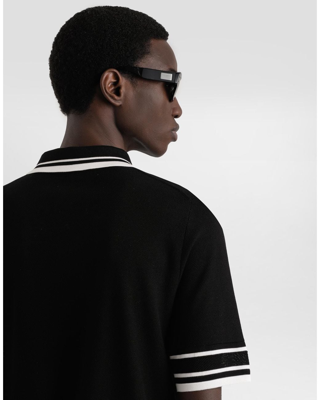 Dolce & Gabbana Black Silk-Blend Polo Shirt for men