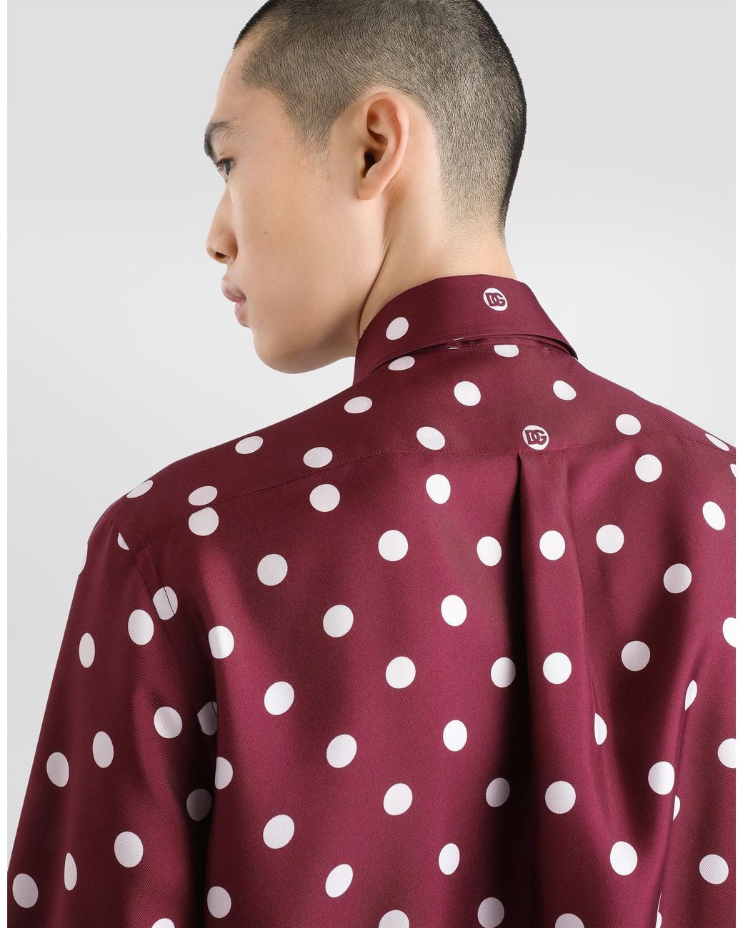 Dolce & Gabbana Red Polka Dot-Print Silk Twill Shirt for men