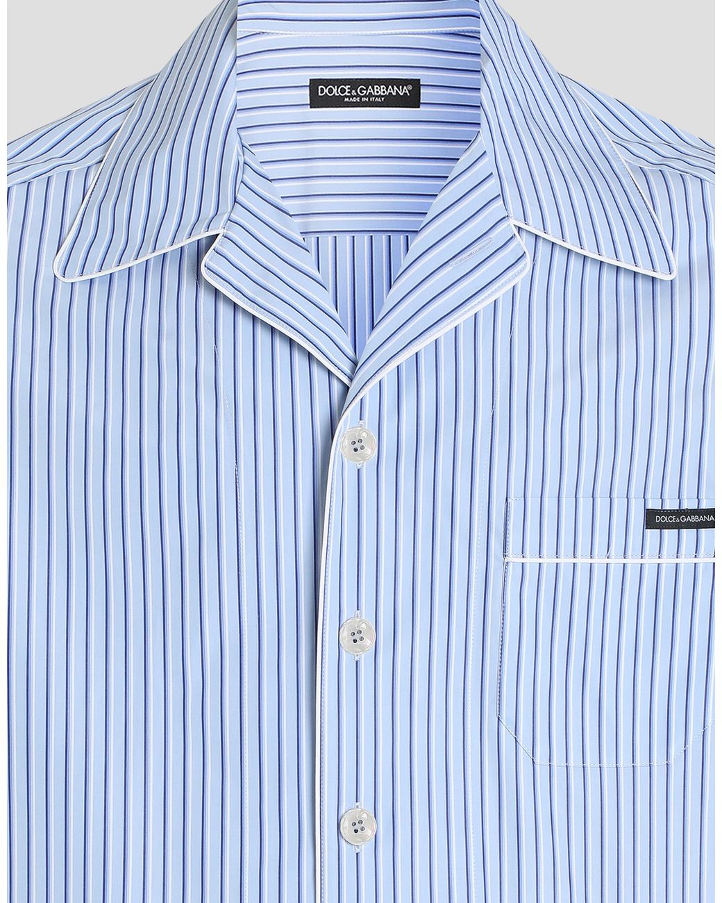 Dolce & Gabbana Blue Hawaii Striped Poplin Shirt for men