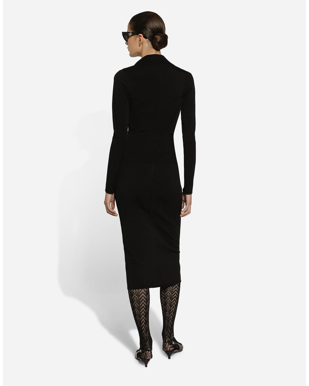 Dolce & Gabbana Black Stretch Viscose Knit Pencil Skirt With Dg Logo