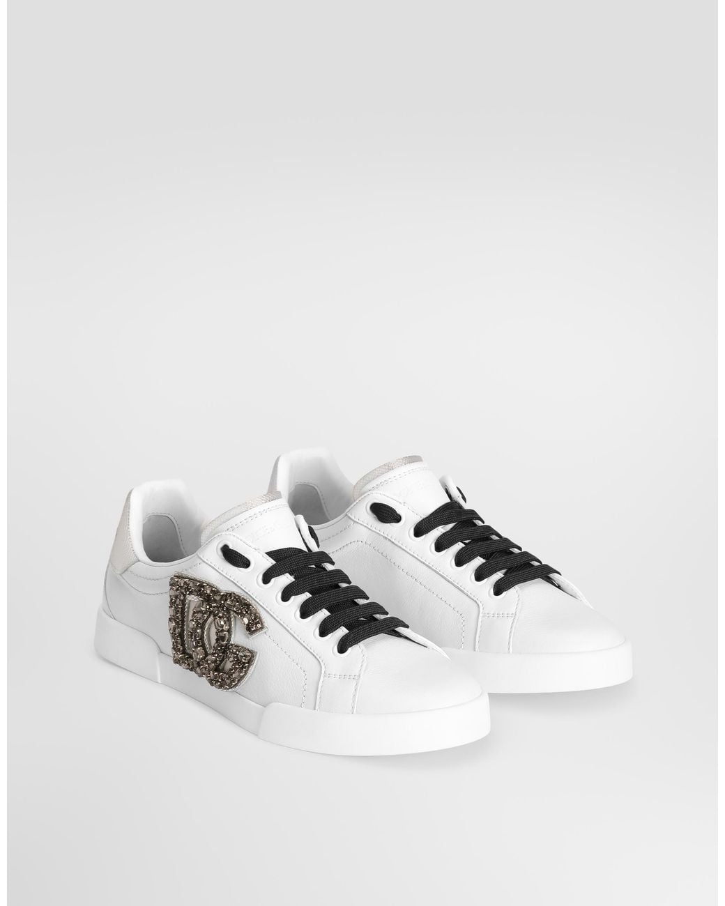 Dolce & Gabbana White Portofino Dg Applique Sneakers