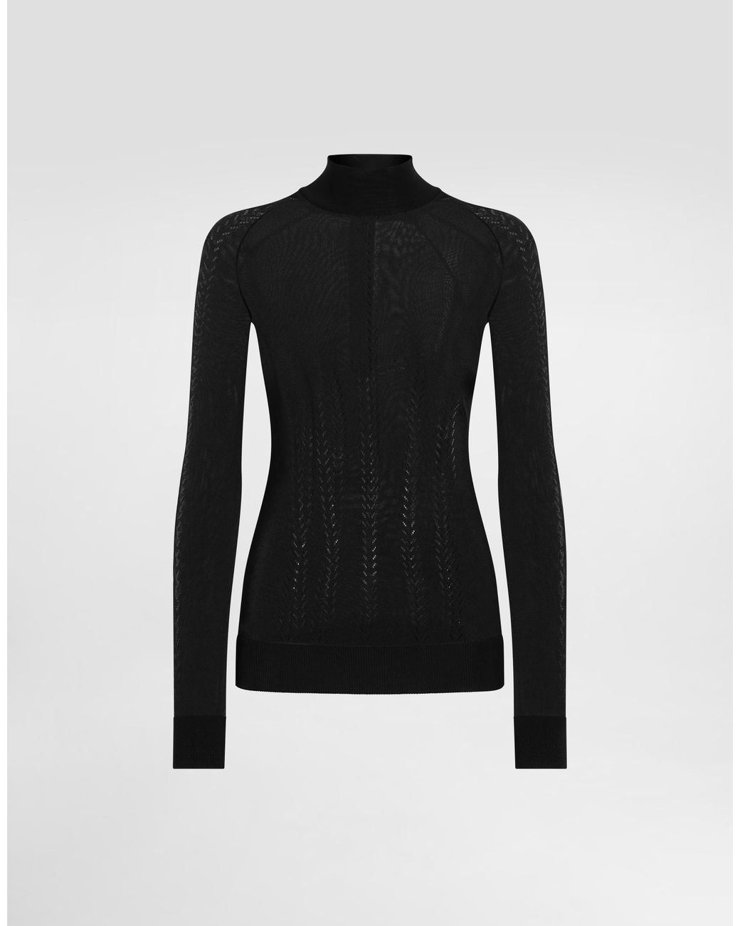 Dolce & Gabbana Black Silk Mock-Turtleneck Sweater