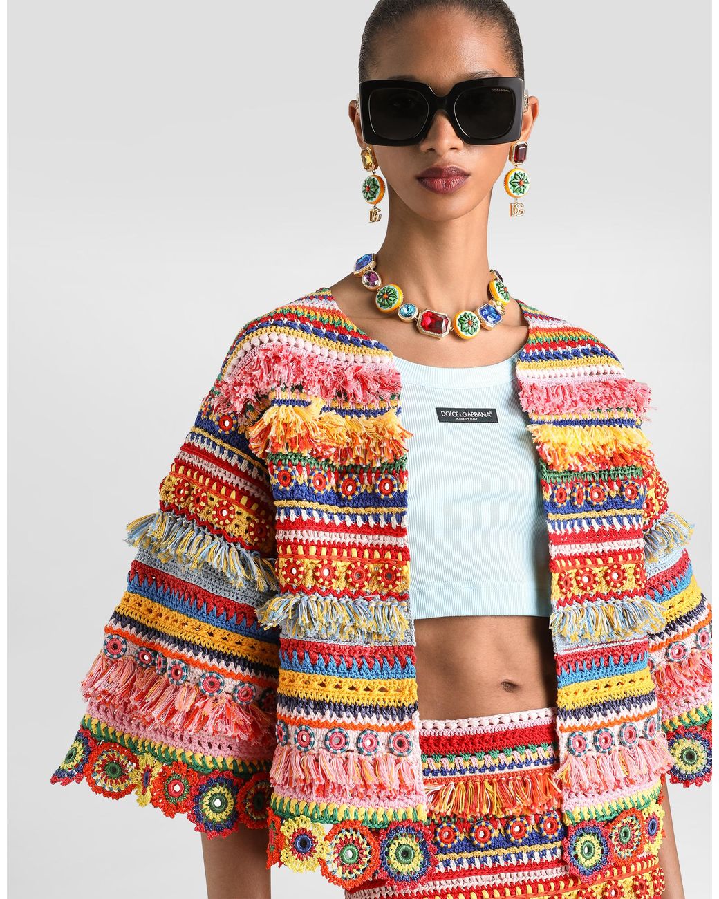 Dolce & Gabbana White Handmade Knit Jacket
