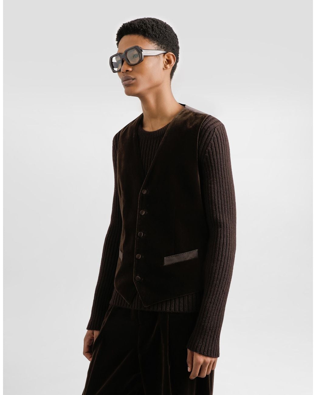 Dolce & Gabbana Black Smooth Velvet Vest for men