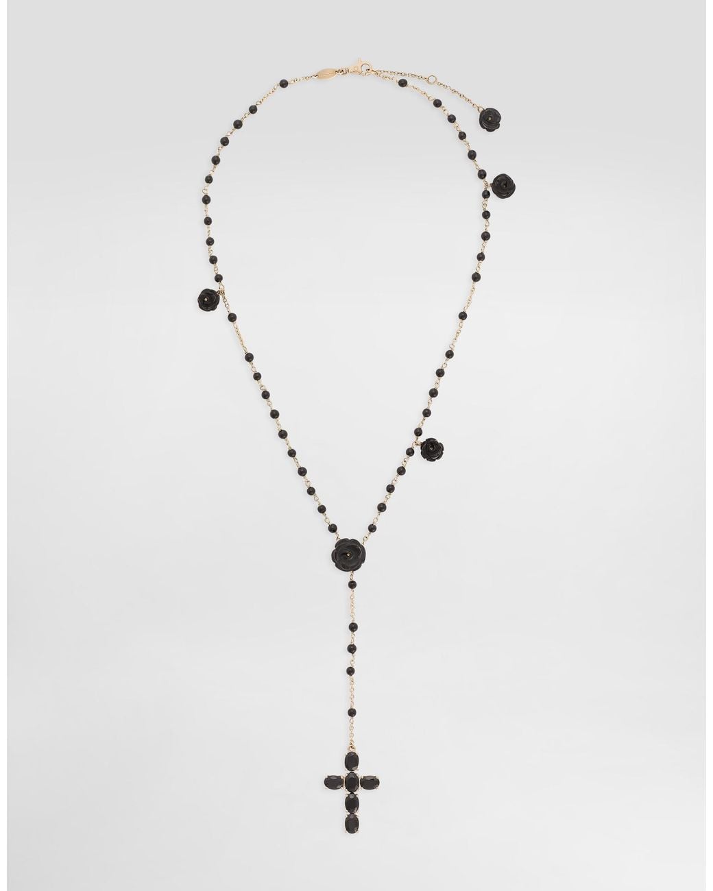Dolce & Gabbana White Devotion Rosary Necklace With Oval Sapphires