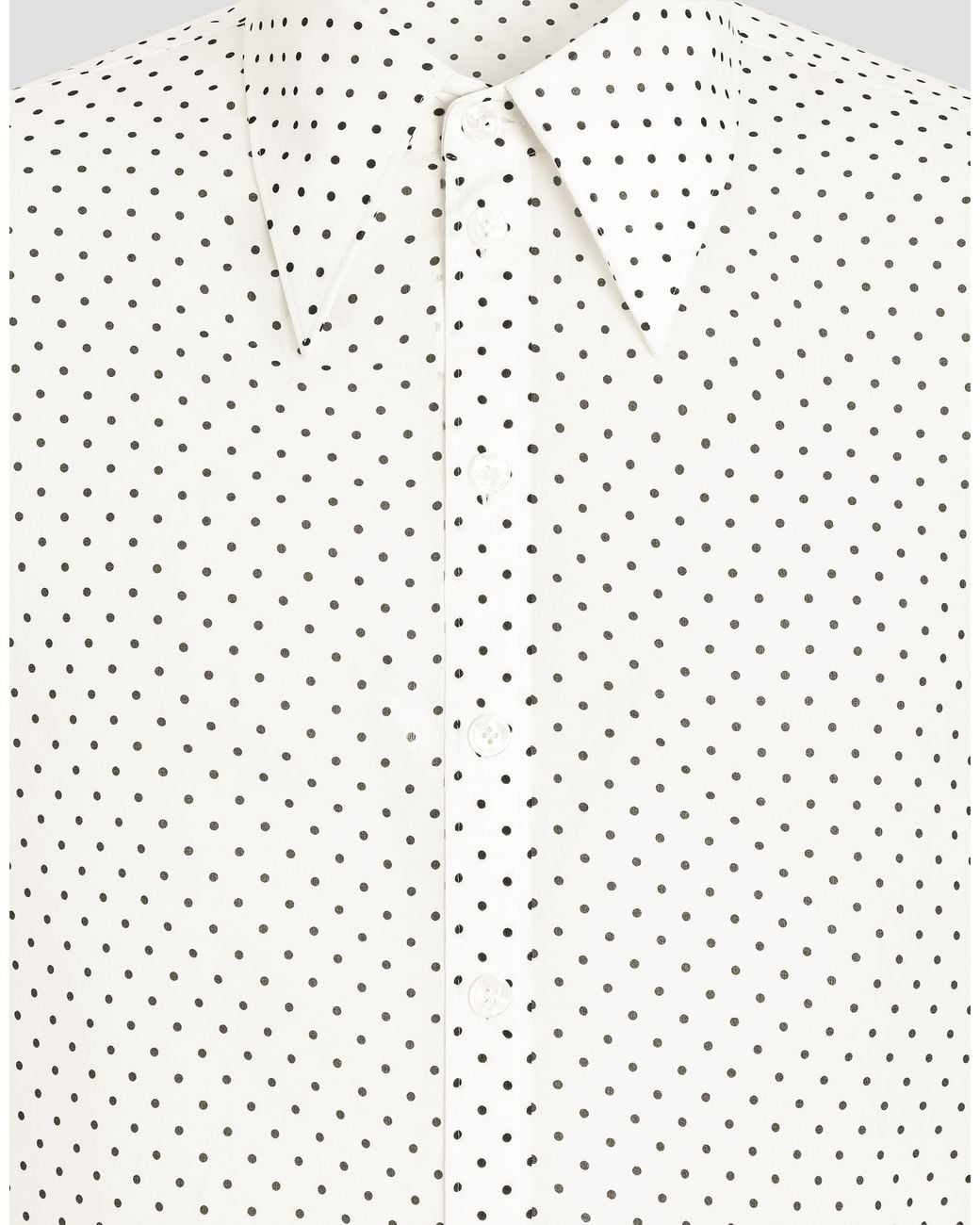 Dolce & Gabbana White Sicilia Polka Dot Silk Shirt for men