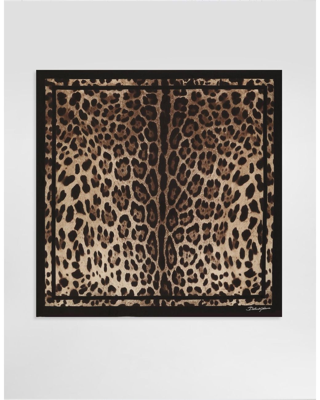 Dolce & Gabbana Black Leopard- Silk Twill Scarf 70X70
