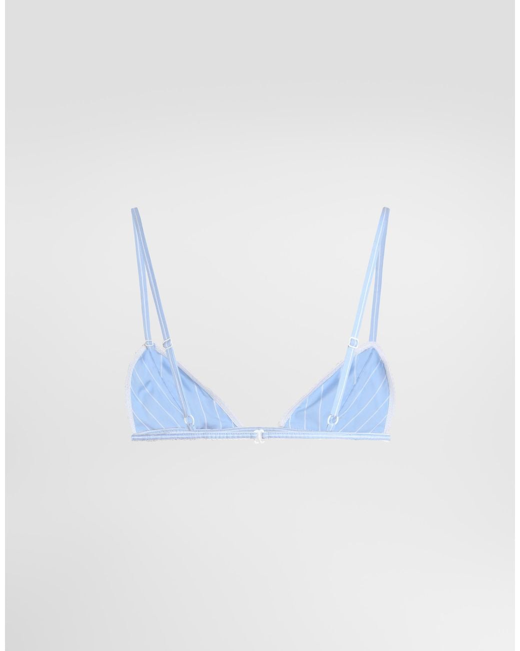 Dolce & Gabbana Blue Striped Poplin Bra With Embroidery