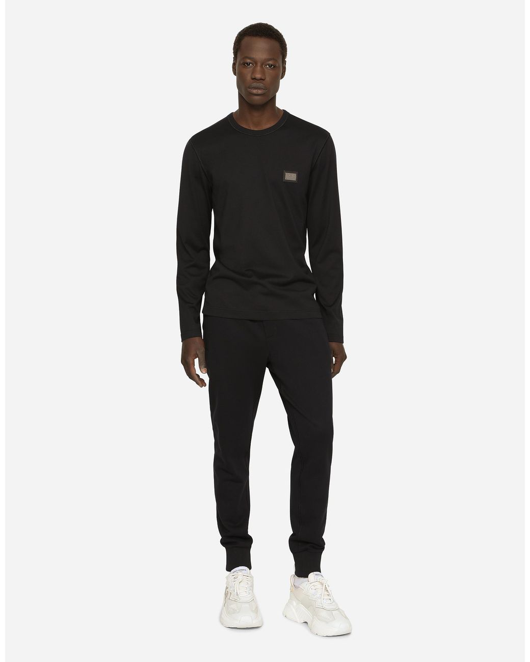 Dolce & Gabbana Black Jersey Jogging Pants With Branded Tag for men