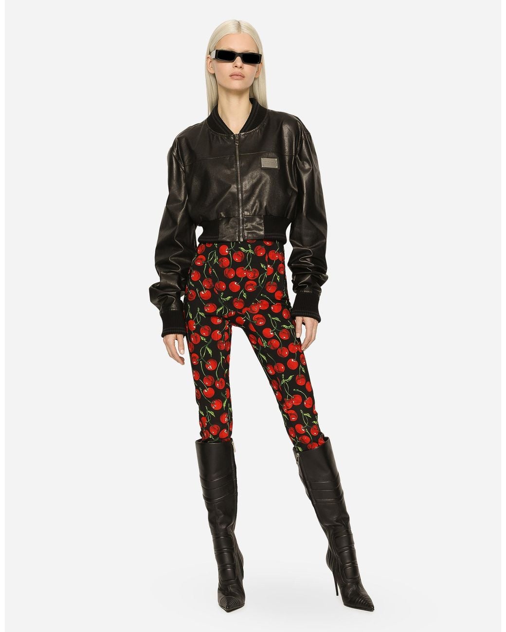 Dolce & Gabbana Black Leather Cropped Jacket