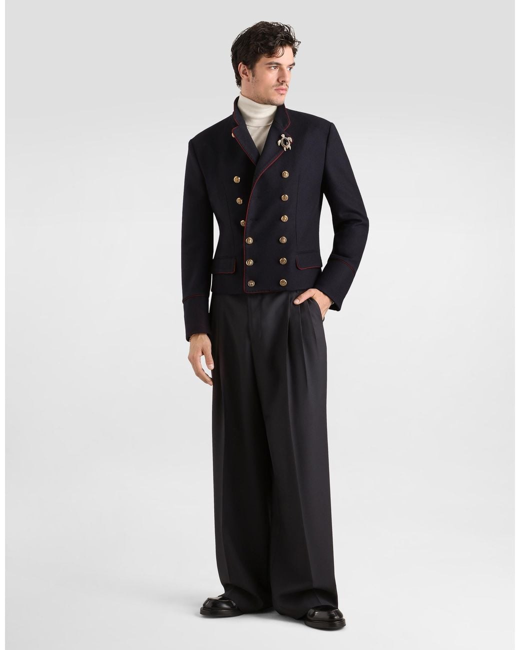 Dolce & Gabbana Black Wool Faille Trousers for men
