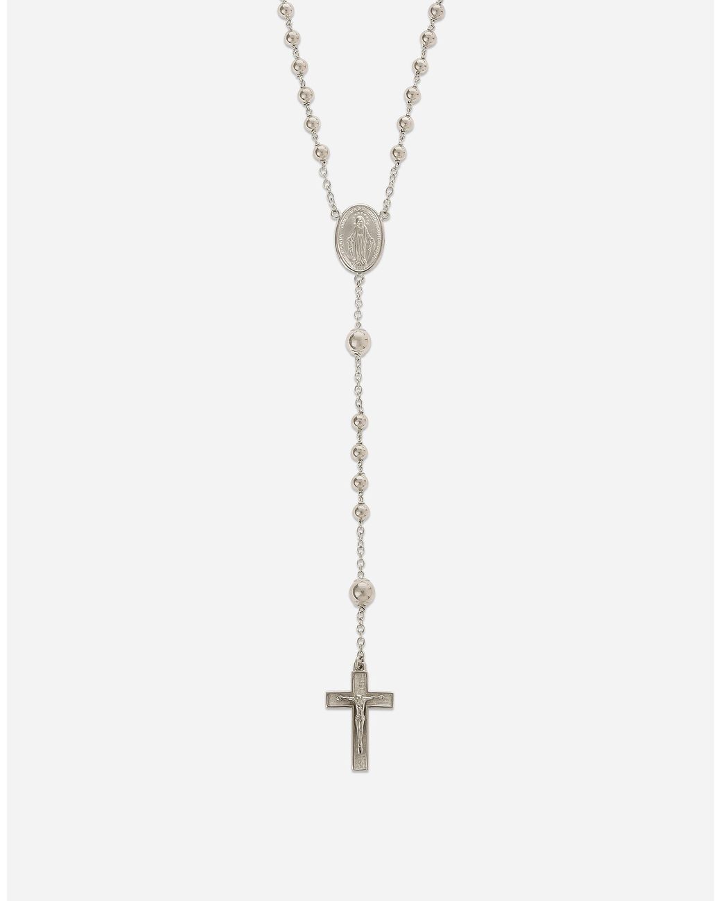 White Gold Rosary Necklace 