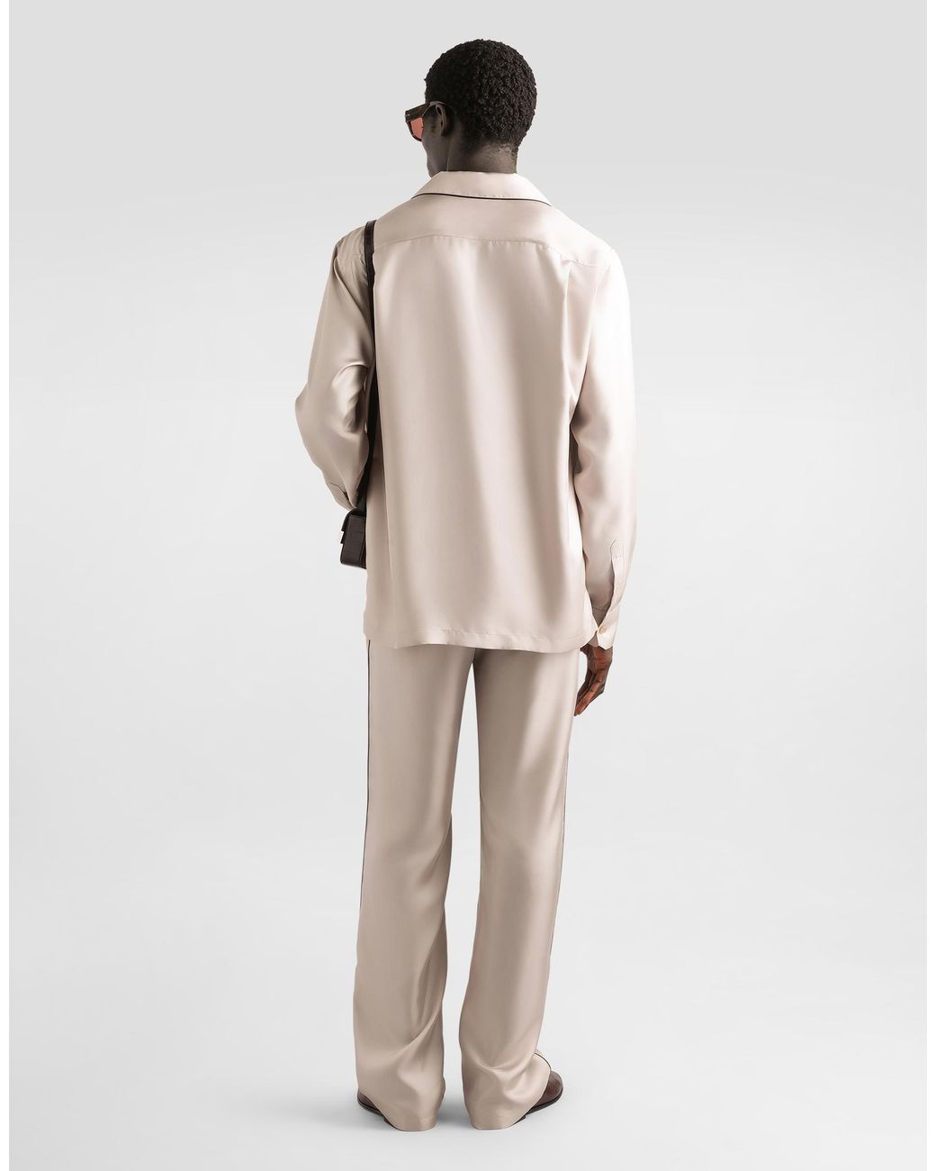 Dolce & Gabbana Natural Vanity Silk Trousers With Embroidery for men