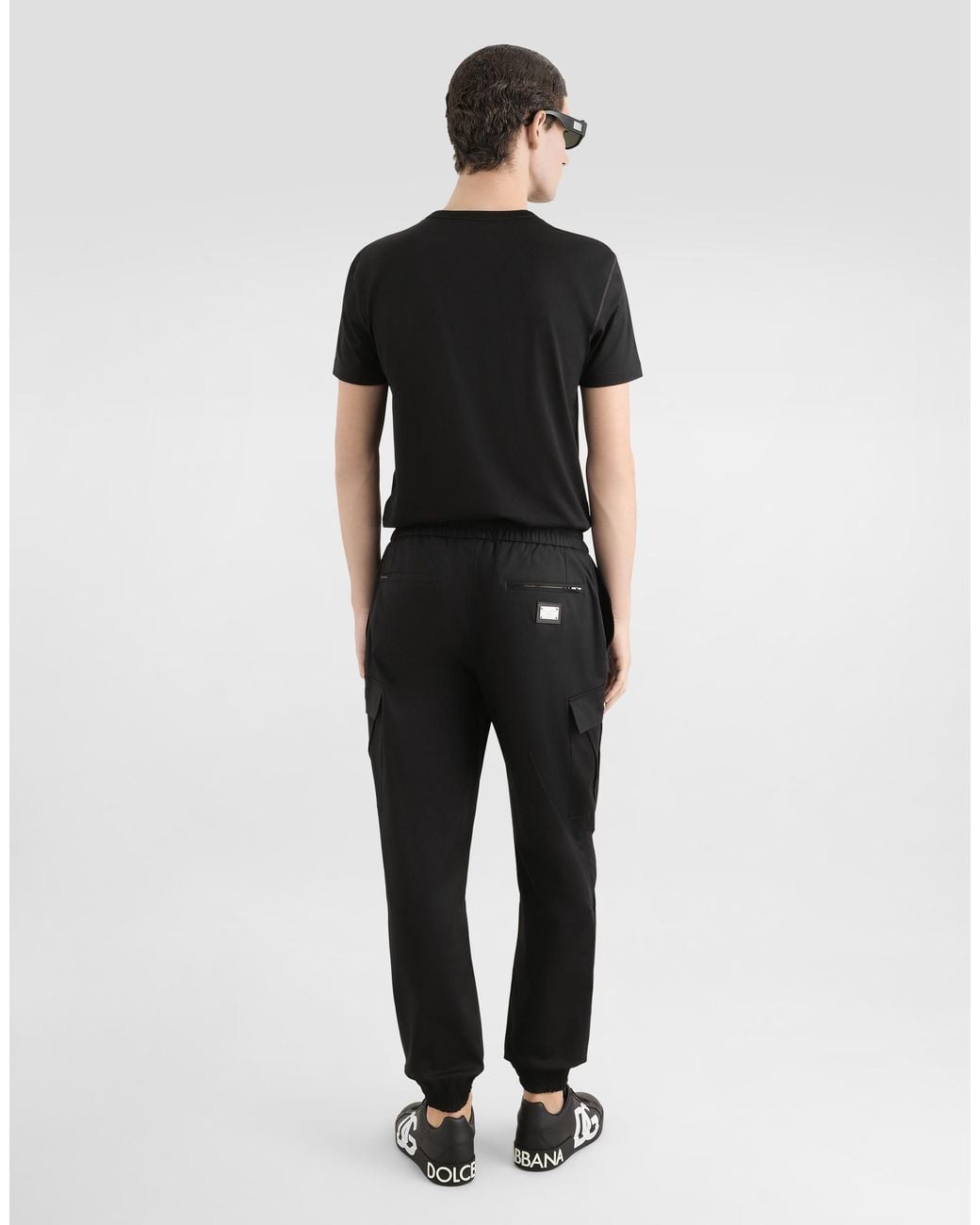 Dolce & Gabbana Cotton Cargo Pants With Branded Tag in Black für Herren