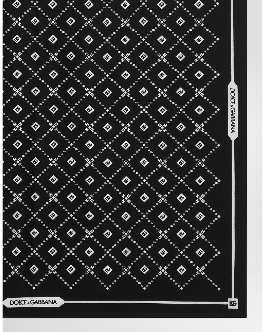 Dolce & Gabbana Black 70X70 Silk Twill Scarf With Micro-Design And Logo for men