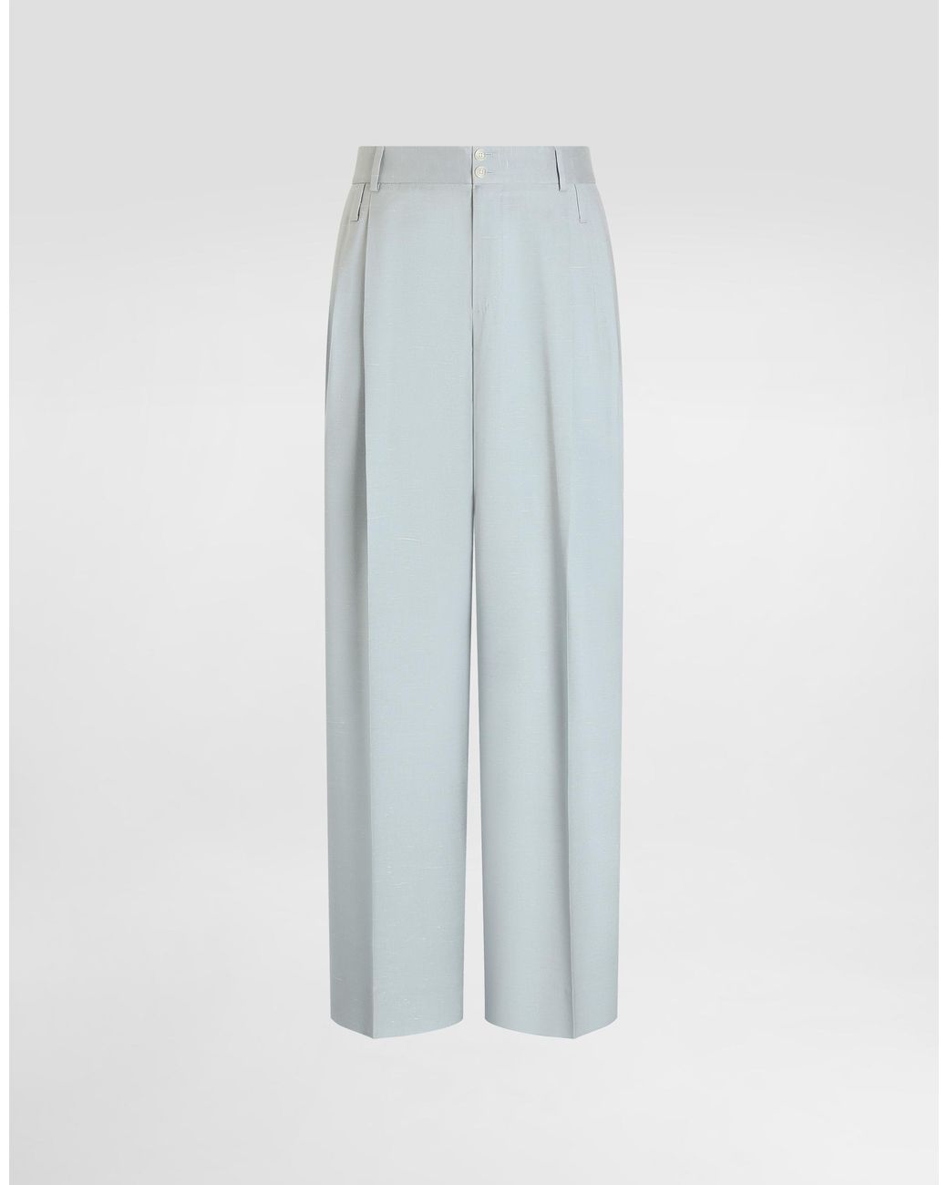 Dolce & Gabbana Blue Shantung Viscose Trousers for men