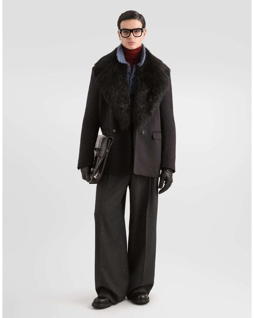 Dolce & Gabbana Black Palermo Double-Breasted Cashmere Jacket for men