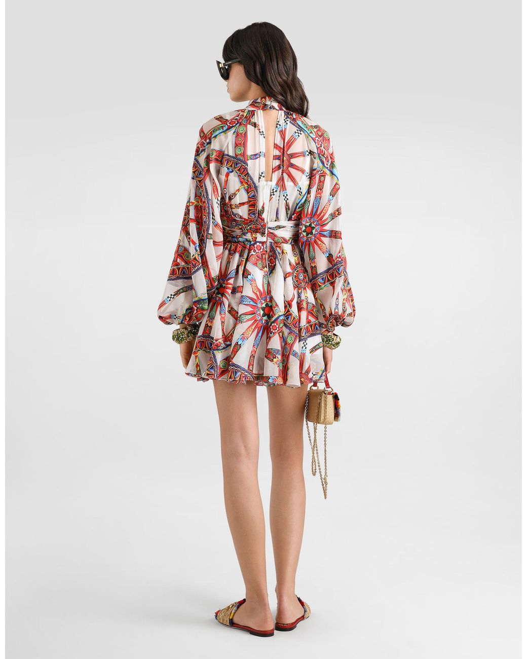 Dolce & Gabbana White Carretto-Print Devor� Twill Dress�