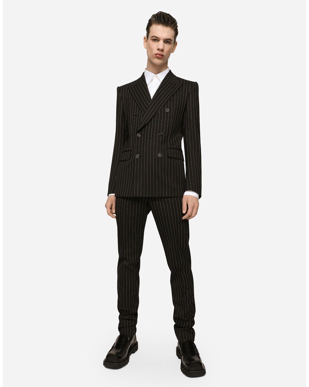 Dolce & Gabbana White Cotton Martini-Fit Shirt With Branded Tag for men