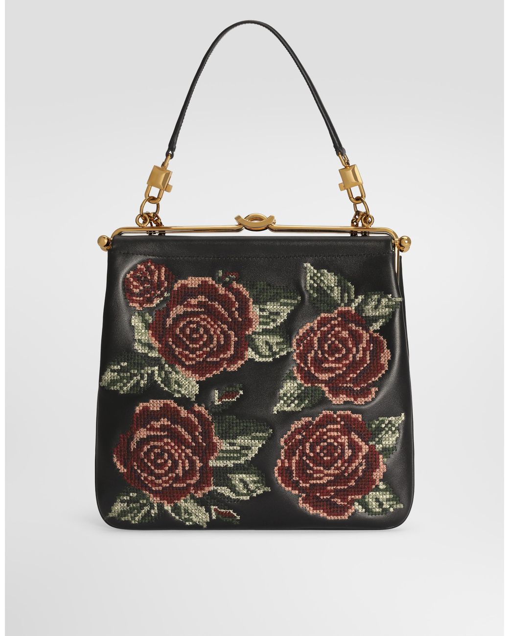 Dolce & Gabbana Black Dina Shoulder And Crossbody Bag With Fine Stitch Embroidery
