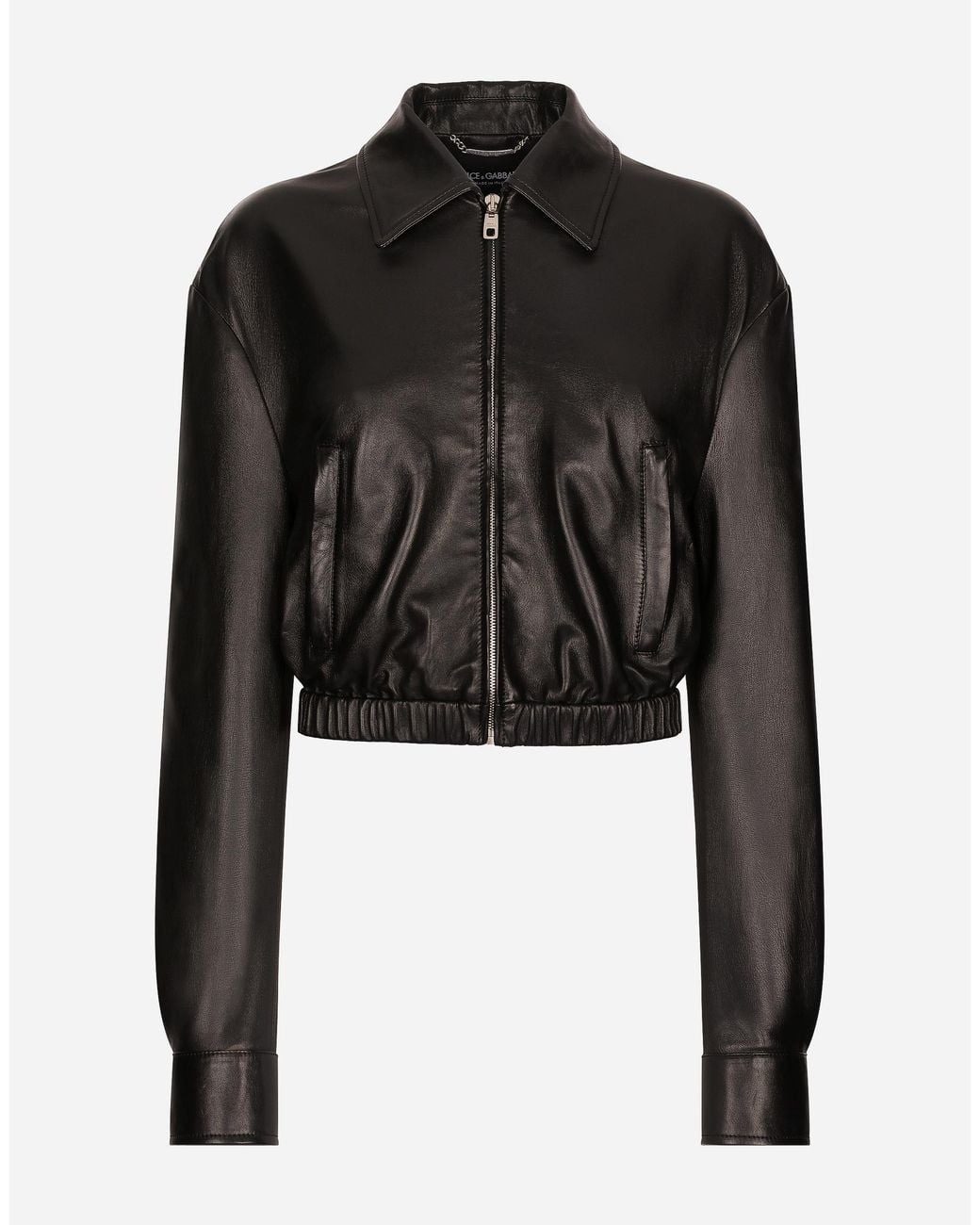 Dolce & Gabbana Black Lambskin Bomber Jacket