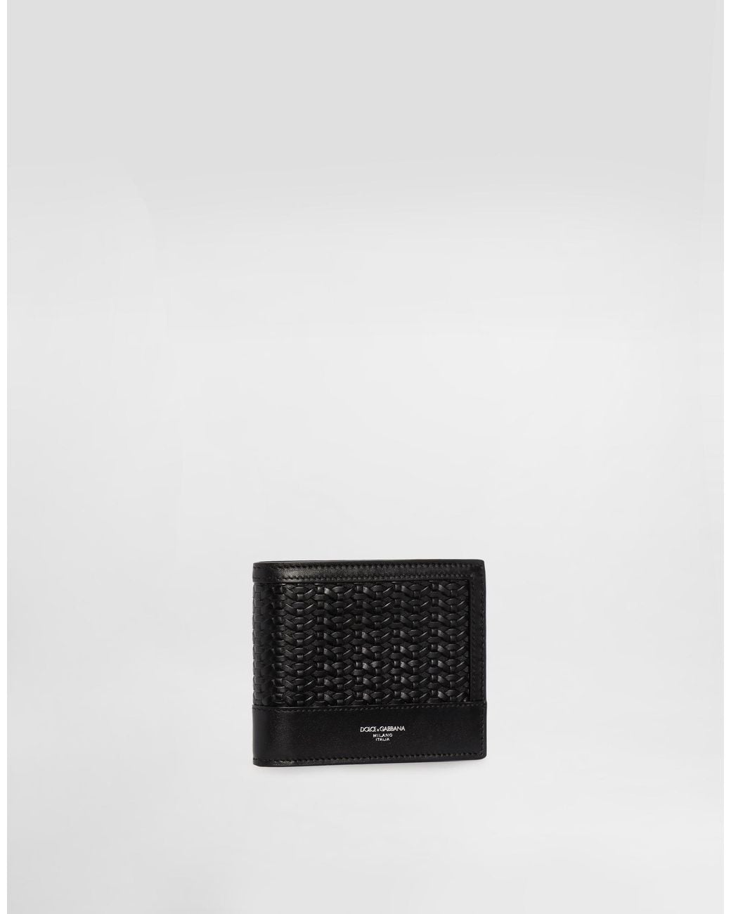 Dolce & Gabbana White Woven Plongé Calfskin Wallet for men