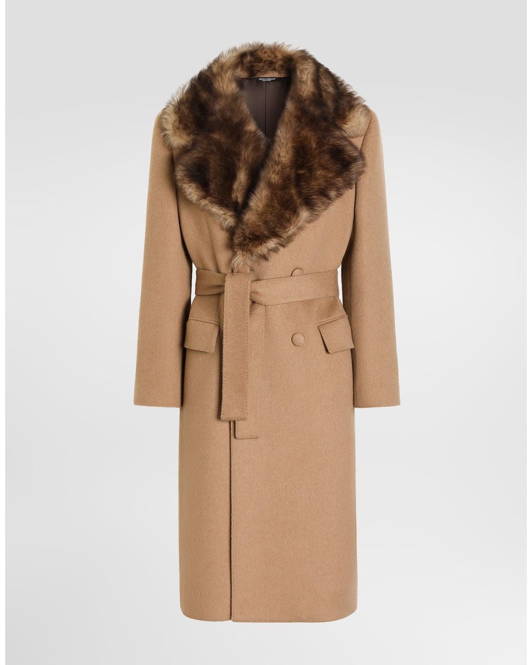 Dolce & Gabbana Natural Double-Breasted Coat for men