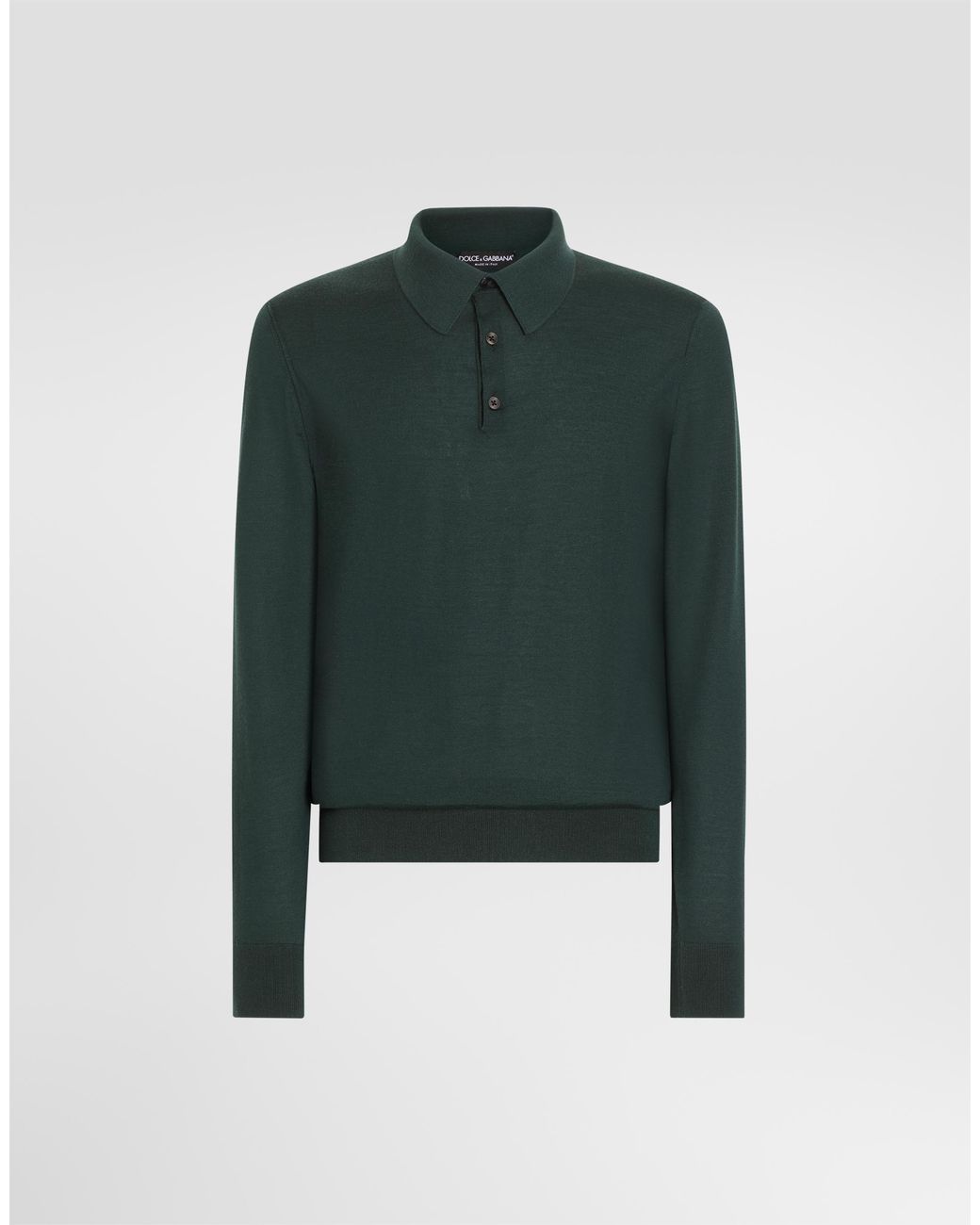 Dolce & Gabbana Green Knit Cashmere Polo Shirt for men