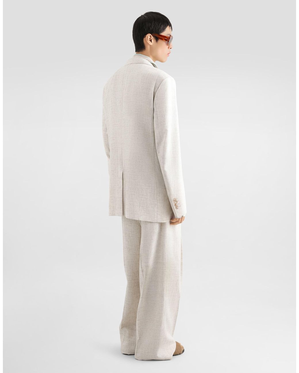 Dolce & Gabbana Natural Single-Breasted Tweed-Effect Linen And Viscose Jacket for men