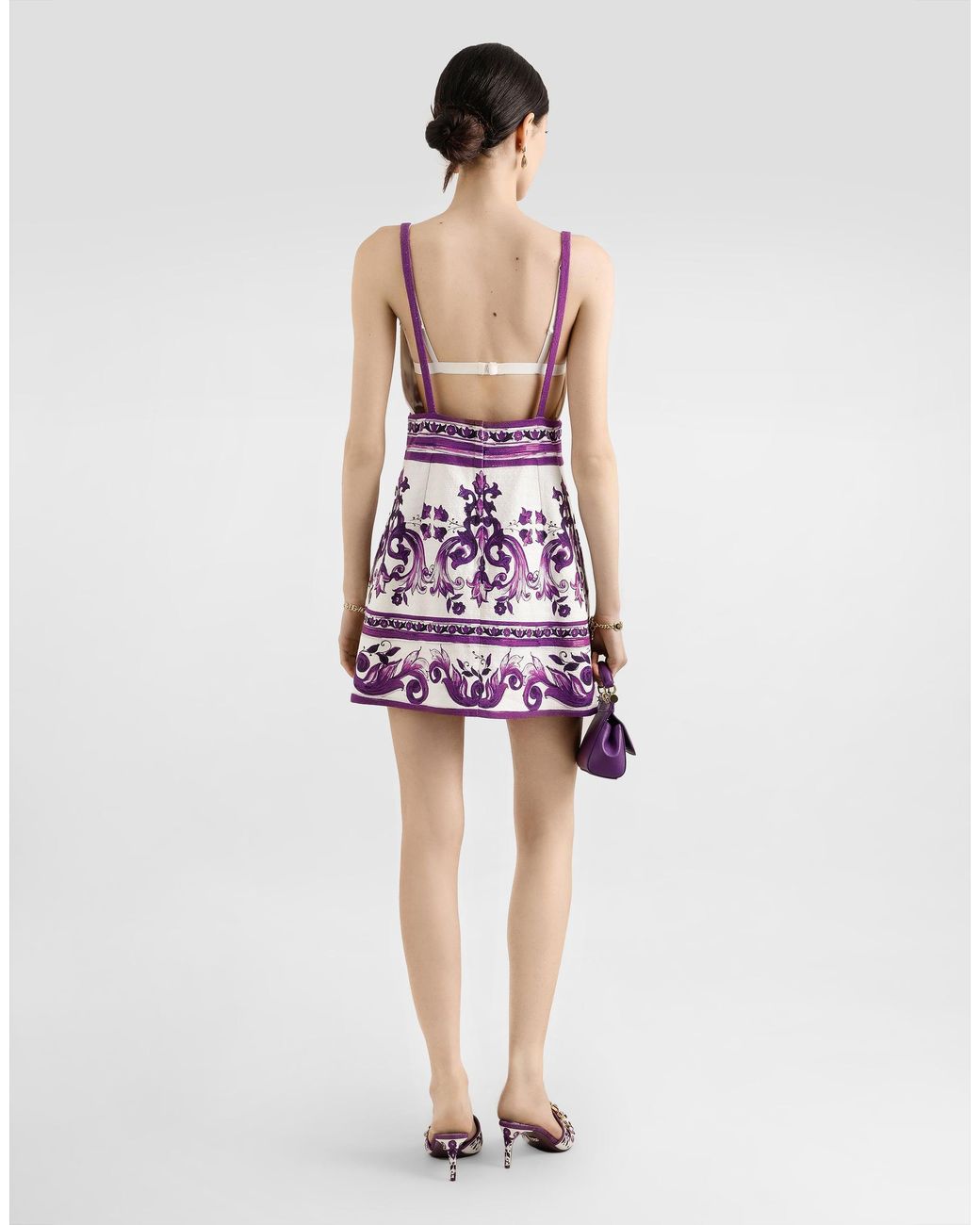 Dolce & Gabbana Purple Majolica-Print Dress
