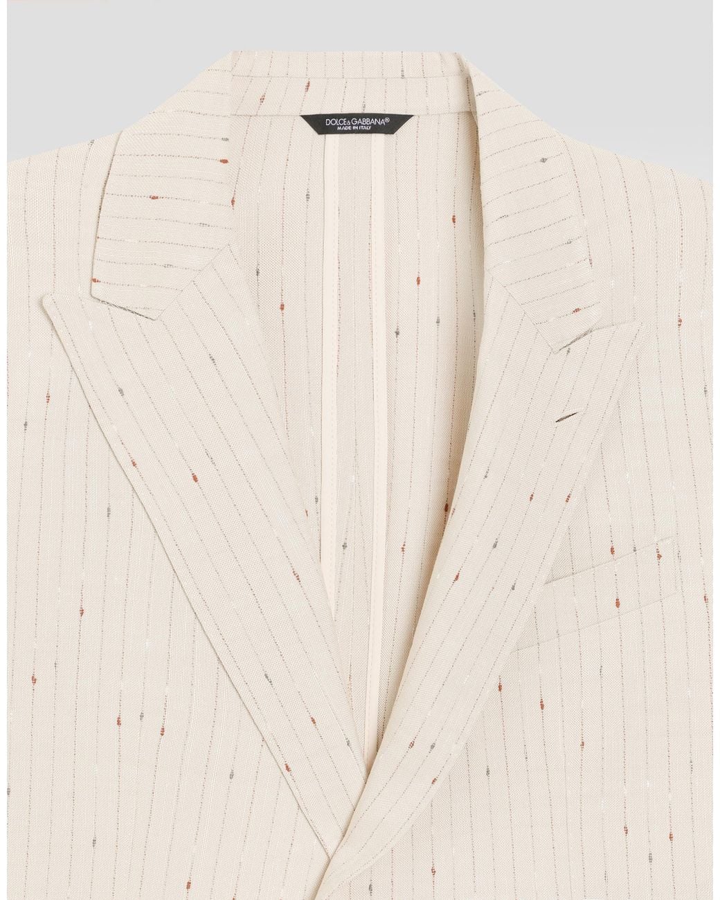 Dolce & Gabbana Natural Single Breasted Pinstriped Finish Jacket for men
