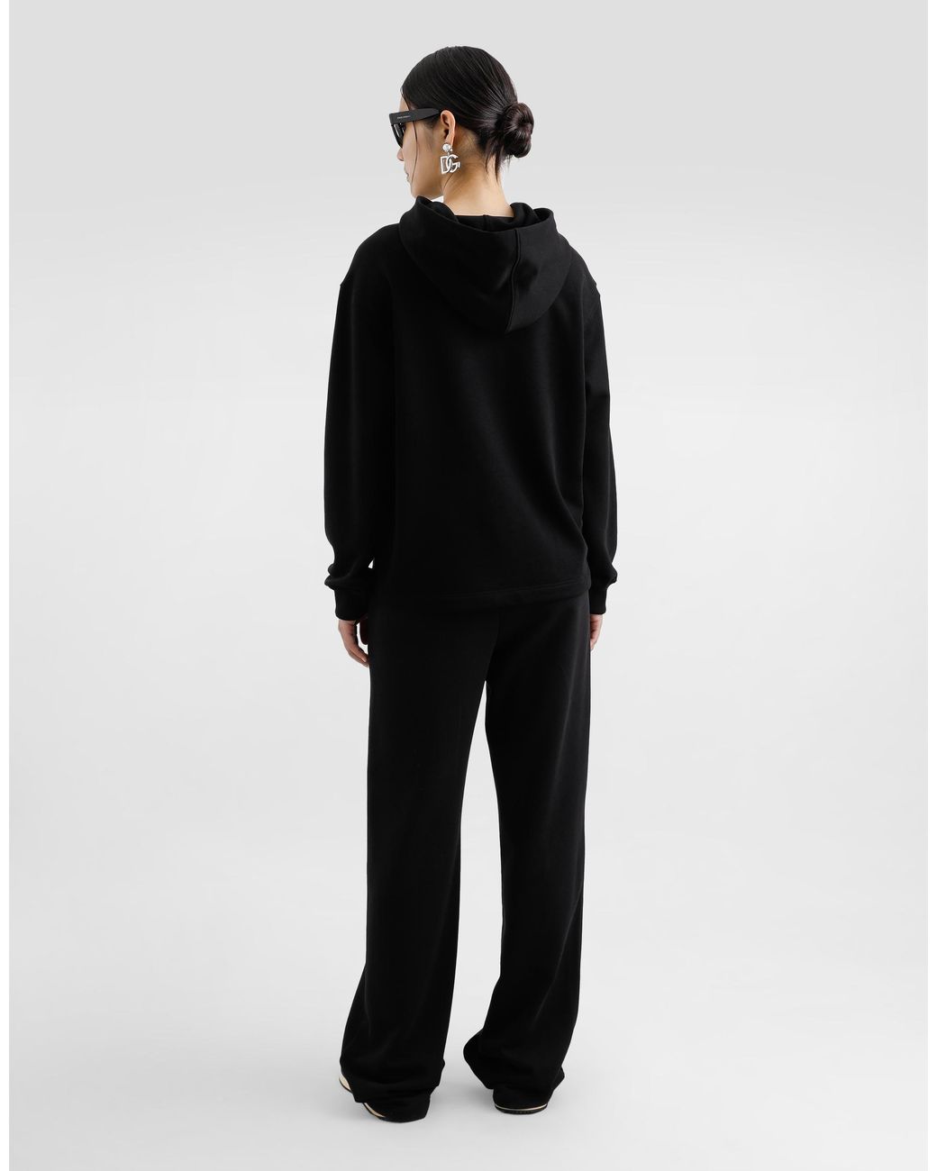 Dolce & Gabbana Black Flared Jersey Jogging Pants With Dg Logo Embroidery
